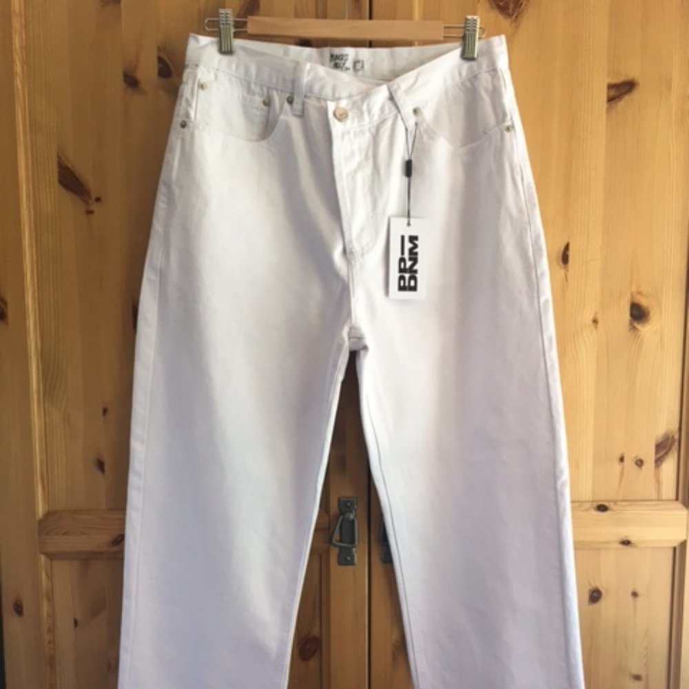 White Asymmetric Jean Straight Leg Size Size 10
